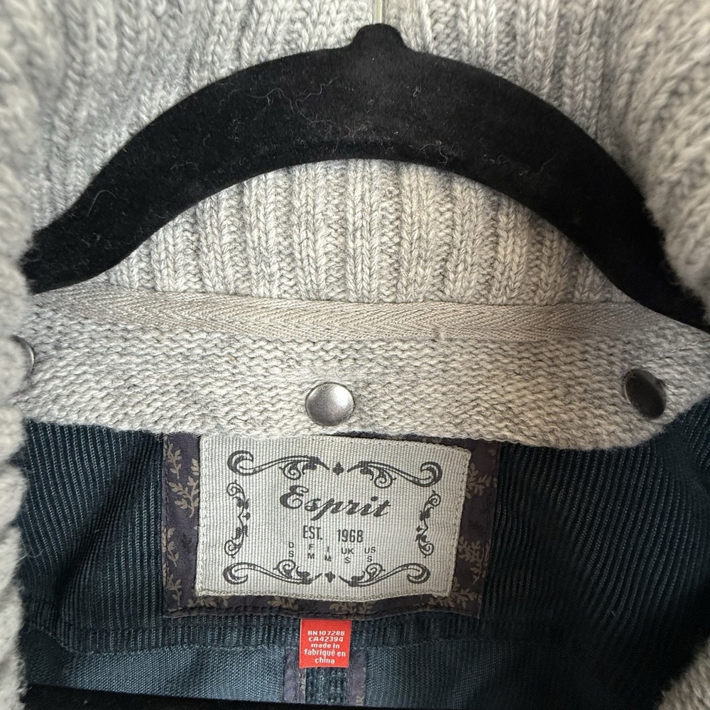 Vtg Esprit Teal Corduroy Trucker Jacket Removable Lambswool Dickey Y2K Size‎ S - Picture 4 of 16